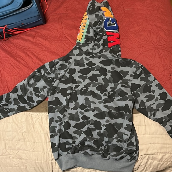 BAPE Grid Camo Shark Full Zip Hoodie 'Black/Grey' - Size Medium - Picture 5 of 5